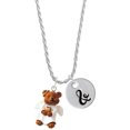 thumbnail image 1 of Delight Jewelry Resin Angel Bear Silvertone Script Initial Disc - & - Charm Necklace, 20"+3", 1 of 4