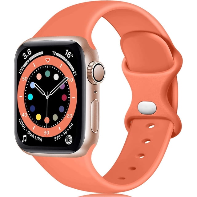 Silicone Strap (Coral Pink, Large) Compatible with Apple Watch Band 44mm 42mm 45mm 49mm, Replacement Strap for Apple Watch Ultra/iWatch SE Series 8 7 6 5 4 3 2 1