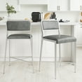 Nathan James Kira 24" Counter Bar Stool Set of 2, Gray Leather Seat