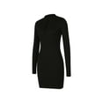thumbnail image 2 of Gureui Womens Long Sleeve Pencil Mini Dress Sexy Deep V-neck Knitted Half Zip Bodycon Party Club A-Line Short Dress Clubwear, 2 of 7