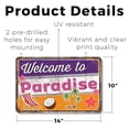 thumbnail image 2 of Welcome To Paradise Vintage Style 10 Inch x 14 Inch Novelty Plastic Sign Leave Worries At The Gate Durable Weatherproof Perfect for Porches Patios Lake Houses Fun Gift for Families, 2 of 6