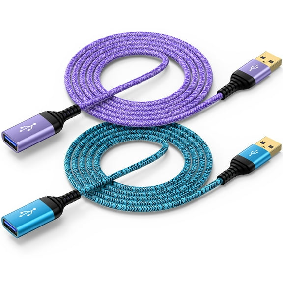 USB Extension Cable 6ft,2Pack USB Extender Cord 6ft USB 3.0 Extension Cable USB to USB Cable Male to Female 3A Fast Charging Data Transfer Type A to Type A Cord for Webcam,USB Keyboard,Printer