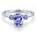 thumbnail image 3 of Gem Stone King 14K White Gold Blue Tanzanite Engagement Ring for Women | 1.46 Cttw | Oval 8X6MM | Gemstone December Birthstone | Size 7, 3 of 6