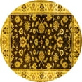thumbnail image 1 of Ahgly Company Machine Washable Indoor Round Oriental Yellow Traditional Area Rugs, 8' Round, 1 of 4