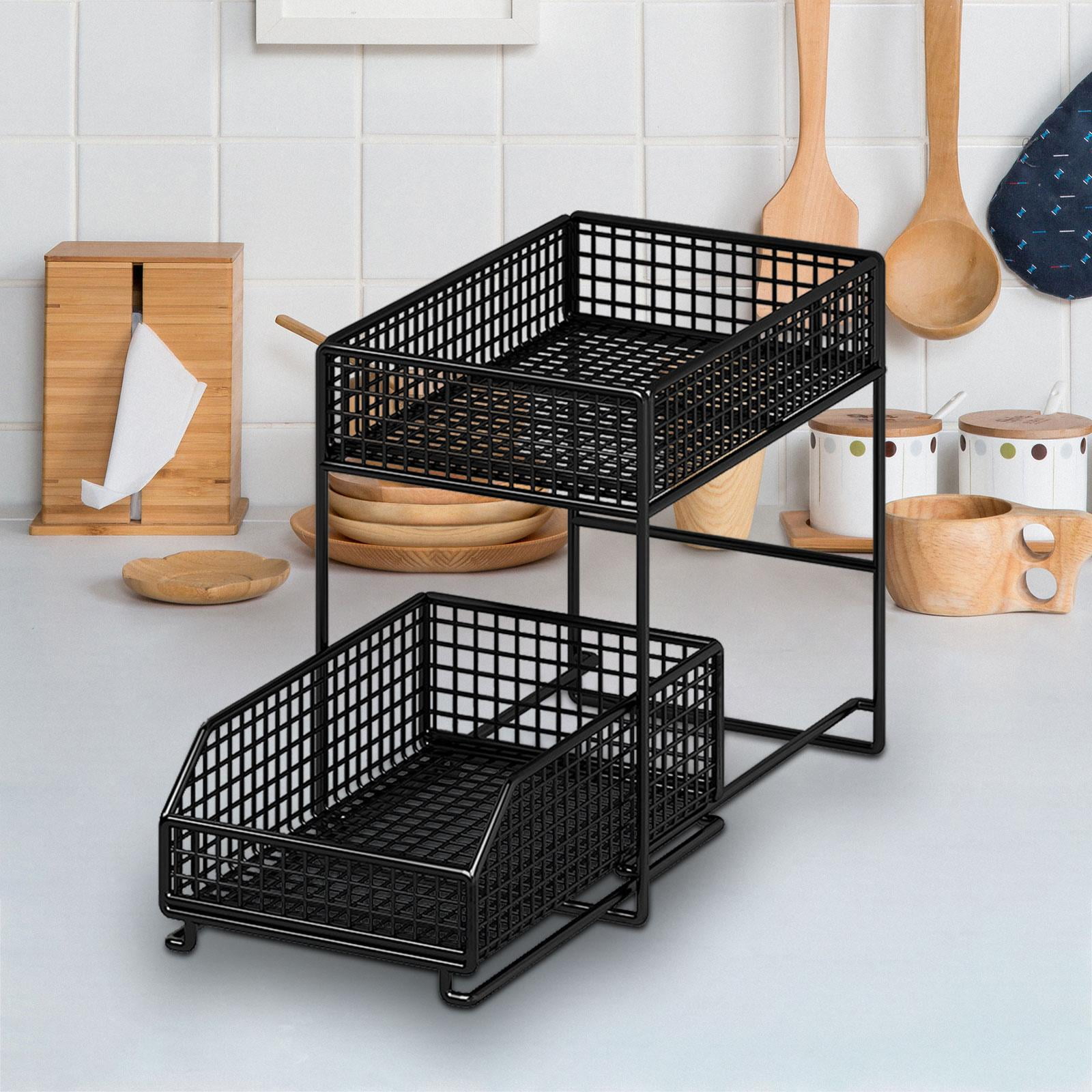 Fiocias 2 Tier Under Sink Organizer Multipurpose Practical Kitchen Cabinet Organizer for L