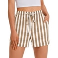 thumbnail image 4 of Garbnen Linen Short for Women Striped Drawstring Women Shorts Summer Beach Travel Color Block Shorts with Pockets for Women Yellow L, 4 of 4