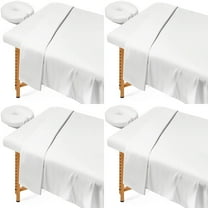 4 Sets Massage Table Sheets 3-Piece Set | Ultra-Soft Elastic Fitted & Flat Sheets with Face Rest Covers | Machine Washable for Spa, Salon & Professional Use