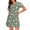 thumbnail image 1 of Easygdp Mushrooms Gnome Camisón de manga corta para mujer, informal, estampado, 1 of 6