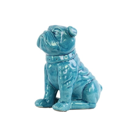 Turquoise Silver Mens Bracelets - Urban Trends Collection: Ceramic Dog Figurine Gloss Finish Turquoise Blue