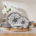 thumbnail image 2 of Vesteel 12 Pieces Bowls and Plates Set, Floral Ceramic Dinnerware Set for 4, Porcelain Tableware Dishes Set for Kitchen, Dining, Microwave & Dishwasher Safe, Vintage Black, 2 of 10