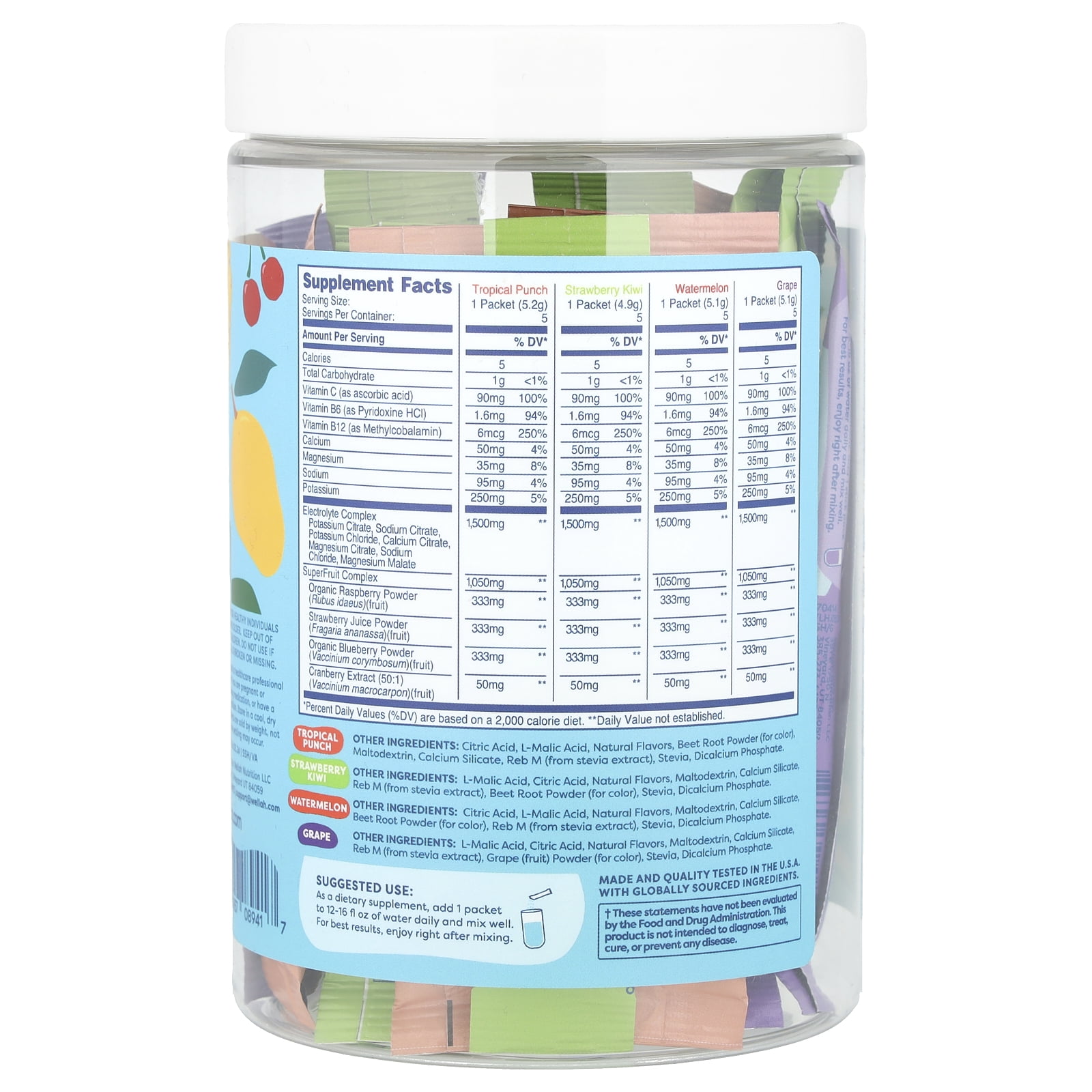 Wellah Splish Splash Hydration, Variety, 20 Stick Packs, 0.2 oz (4.9 - 5.2 g) Each