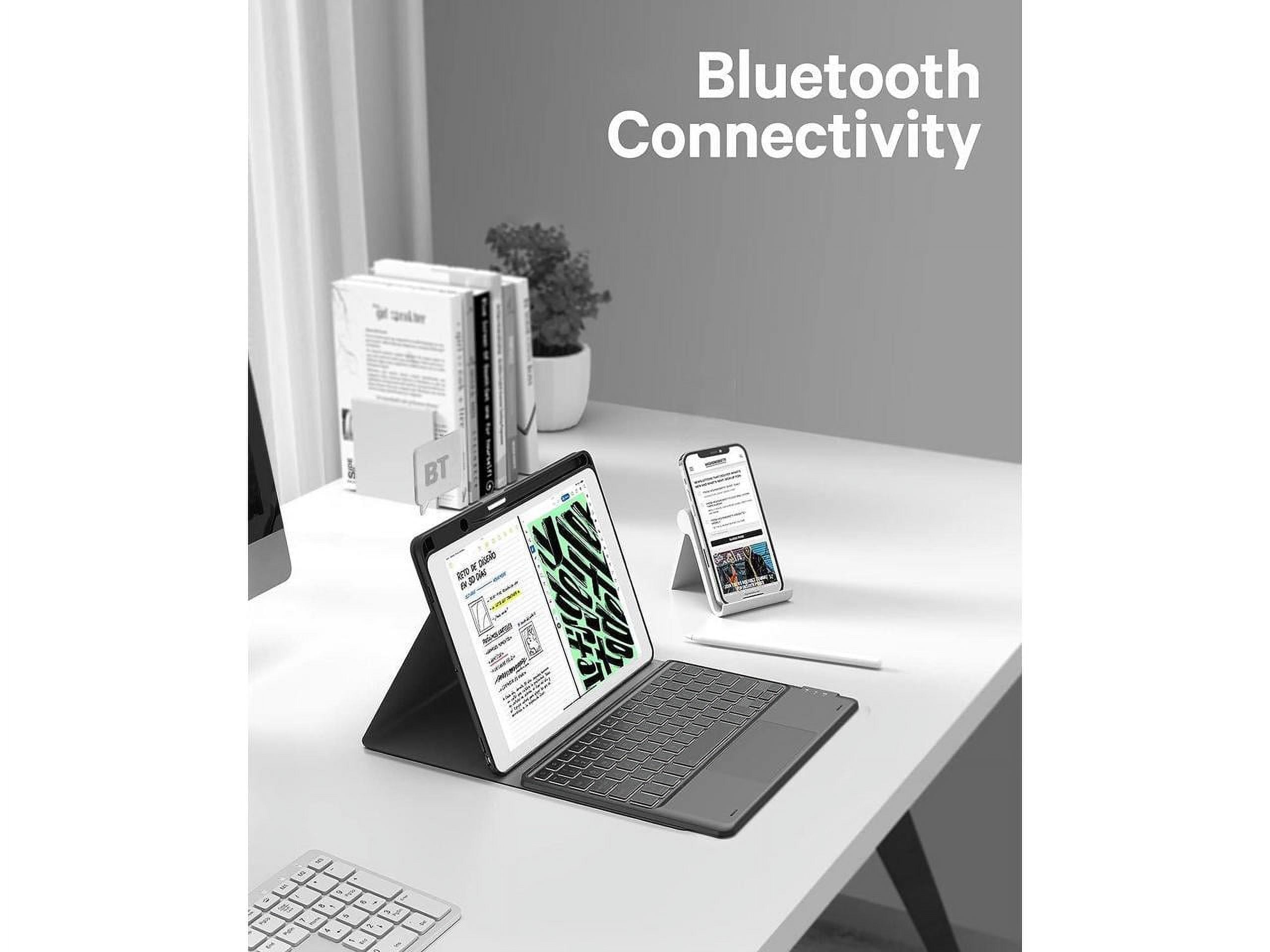 Touchpad Keyboard Case for iPad 10.2 inch 9th 8th 7th 2021/2020/2019, iPad Pro 10.5 inch/iPad Air 3 10.5, Smart Stand Cover with Detachable Wireless Magnetic Keyboard, Pencil Holder