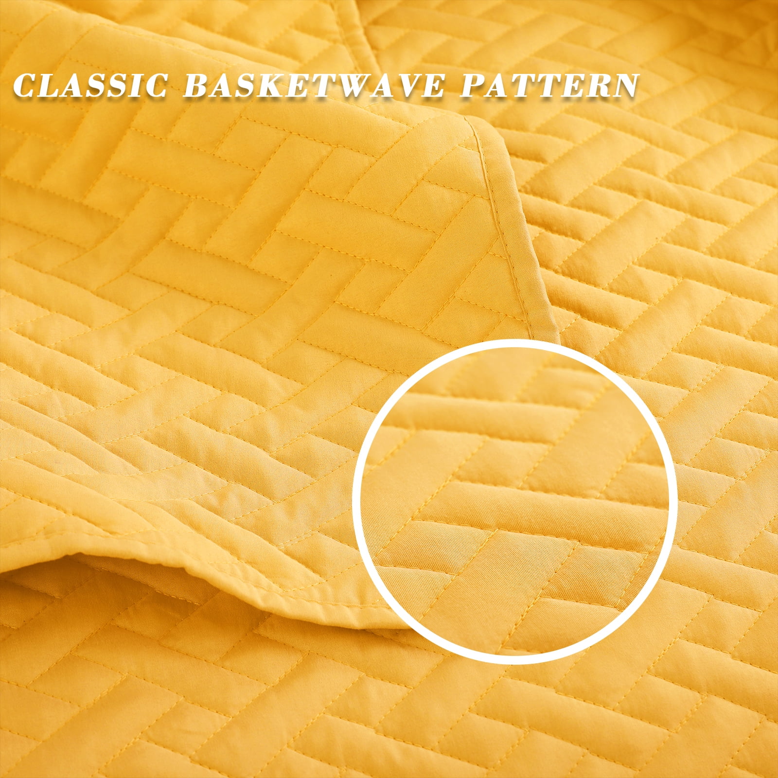 Exclusivo Mezcla 2-Piece Twin Size Quilt Set, Basket Quilted Bedspread/Coverlet/Bed Cover(68"x 88", Yellow)