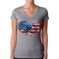 thumbnail image 1 of Awkward Styles Women's American Flag Cute Elephant V-neck T-shirt 4th Of July Party USA Flag, 1 of 4