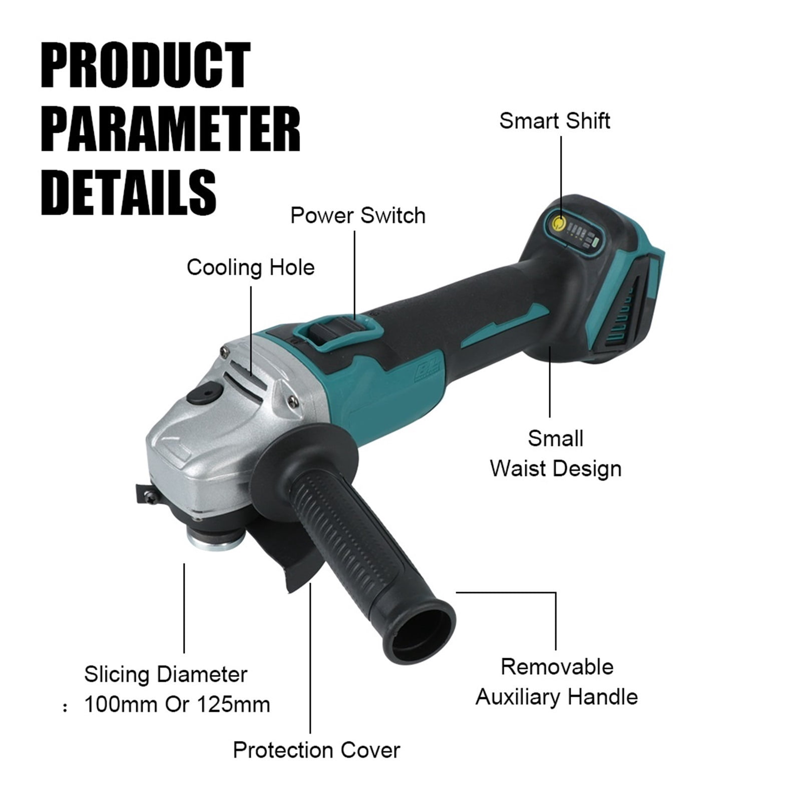 For 18V Battery Hand Tool 125mm 100mm DIY Cutting Grinder Machine Brushless Cordless Angle Grinder Power Tool