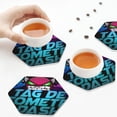 thumbnail image 7 of Lsque Geometry Dash Pattern 4" Drink Coasters Set of 6, Leather Absorbent Coasters, Table Coaster Set Decorative Coffee Cup Coasters Housewarming Gift, 7 of 7