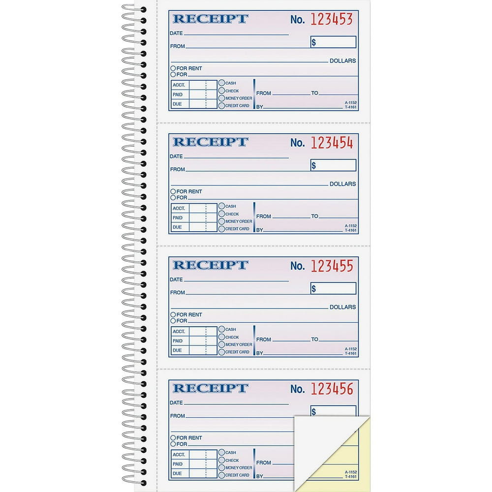 adams 2 part rent receipt record book carbonless 200 forms 2 34 x 4