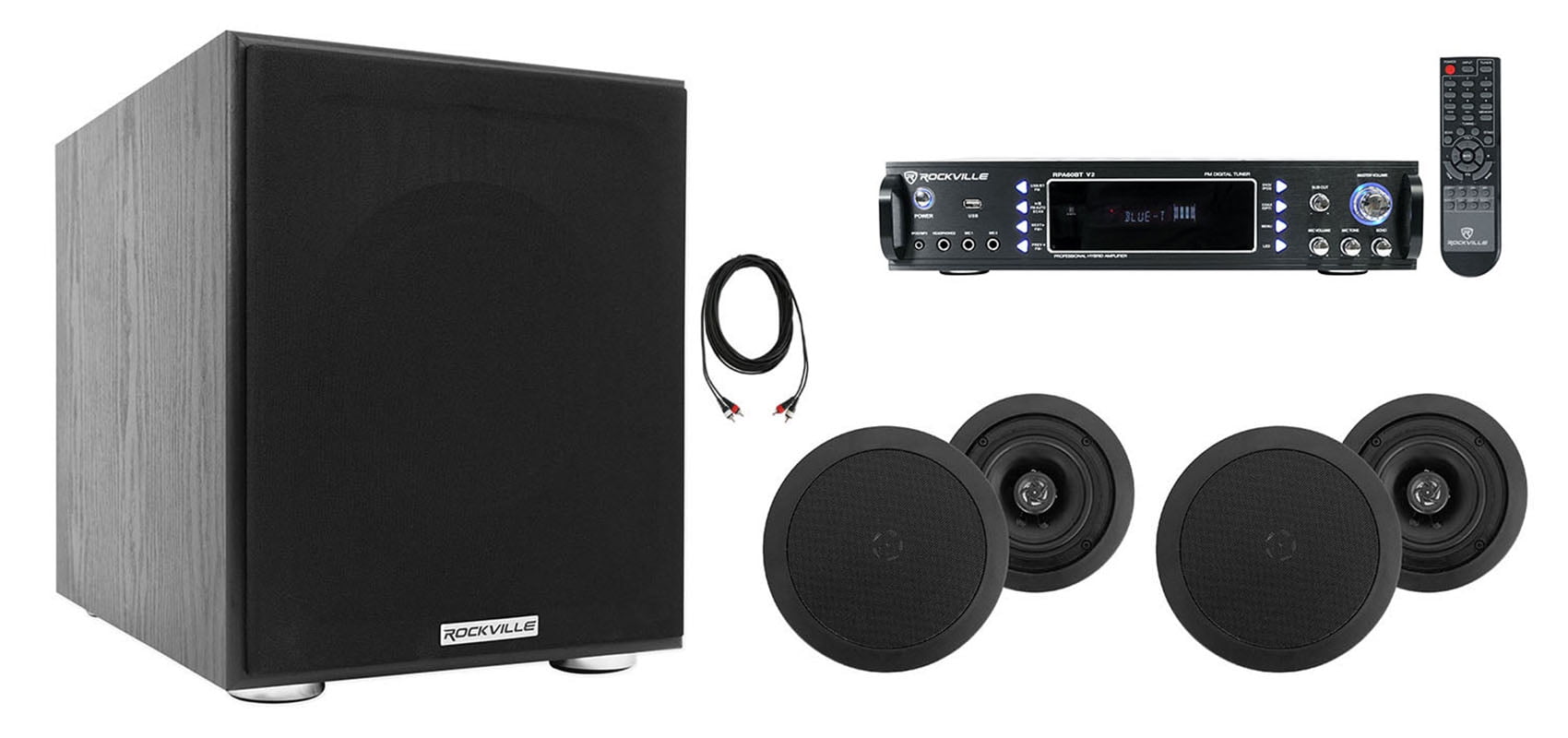 Speakers+8 Subwoofer Sub Rockville 1000 w Home Theater Bluetooth Receiver+ 4