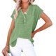 thumbnail image 1 of Eres Más Que una Camisa de Puntuación de Prueba Estilo Casual de Manga Corta de las Mujeres V Cuello Blusa Superior, Camisas de Manga Corta para las Mujeres Pullover de Botón Casual, 1 of 6