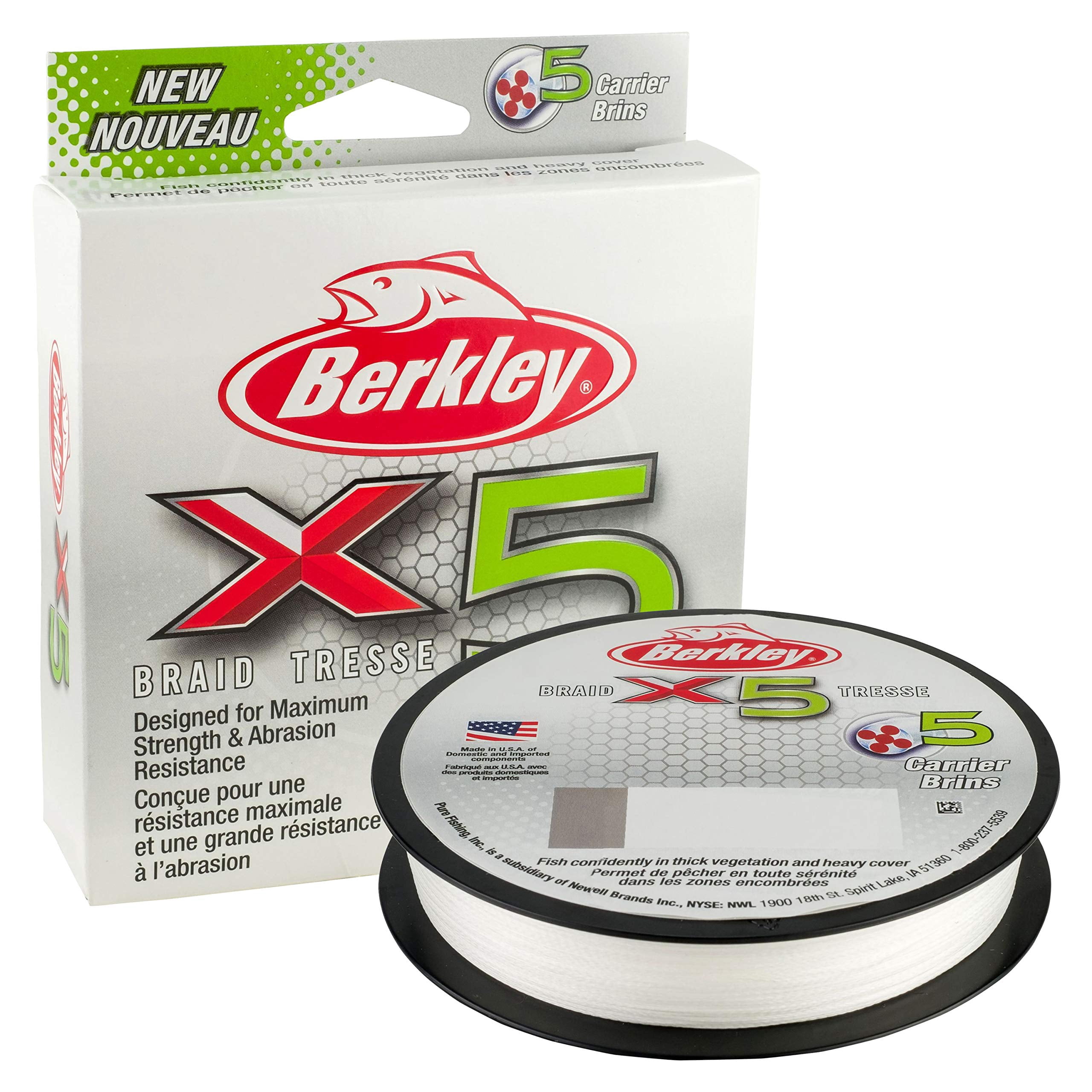Berkley x5 Braid Fishing Line, Crystal, 80 lb Test Strength, 274 yd