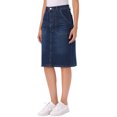 thumbnail image 4 of INSPIRE CHIC Denim Skirt for Women Casual High Waist Back Slit Stretch Knee Length Jean Skirts with Pockets M Dark Blue, 4 of 6