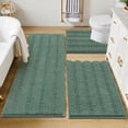 thumbnail image 2 of Ileading Ultra Soft Bathroom Rug Set 3 Pieces, Non Slip Thick Chenille Striped Bath Mat, Absorbent Plush Shaggy Bath Rugs for Bathroom,Sage Green, 2 of 8