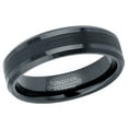 thumbnail image 3 of Tungsten Wedding Ring - Band for Mens & Womens- 6mm Beveled Edge Tungsten Ring - Black IP Tungsten Band, 3 of 5