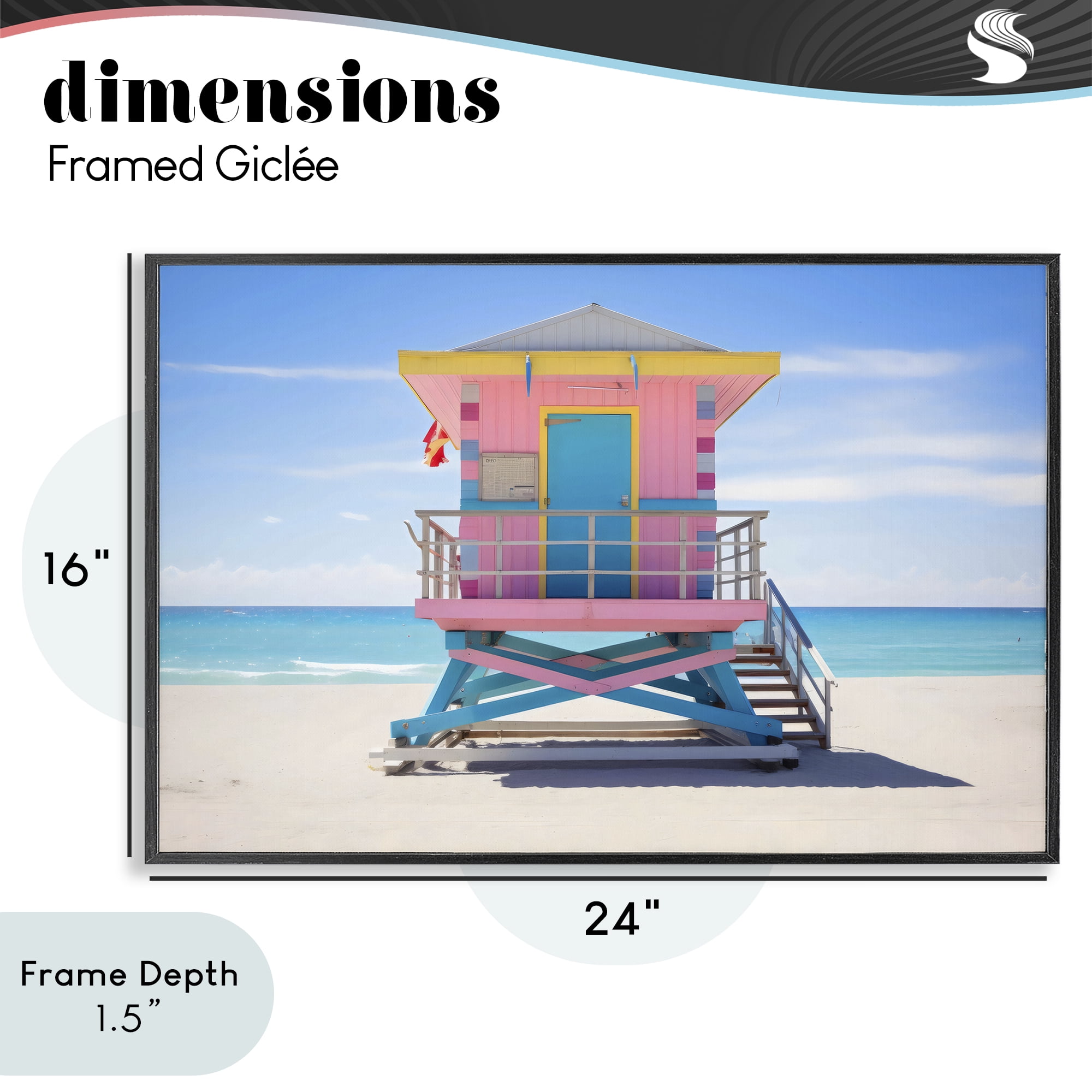 Stupell Industries Pastel Lifeguard Hut on Beach Black Framed Giclee Art, design by Creative Studio