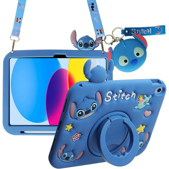 for iPad 10th Generation Case for Kids 10th Gen iPad Case with Mini Wallet Rotatable Stand Shoulder Strap Pencil Holder Heavy Duty Protective Case for iPad 10th Gen Case 10.9" (2022)