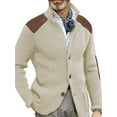thumbnail image 1 of MAWCLOS Mens Cardigan Sweater Long Sleeve Jacket Button Down Coat Knitted Winter Warm Open Front Outwear Beige S, 1 of 2
