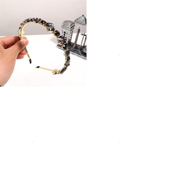 1set 1pc Glass Rhinestone Hair Bands Iron Hair Accessories for Women Jet 150x130mm