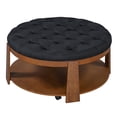 thumbnail image 6 of 36 inch Round Ottoman Coffee Table, 2-Tier Oversized Upholstered Cocktail Tables with Wooden Storage Shelf, Button Tufted Accent Center Table for Living Room, 6 of 7