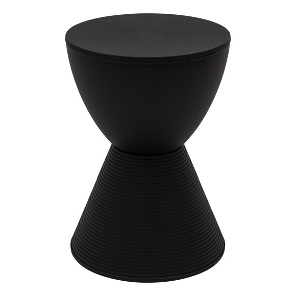 Mesa auxiliar LeisureMod Boyd Modern Hourglass con almacenamiento negro