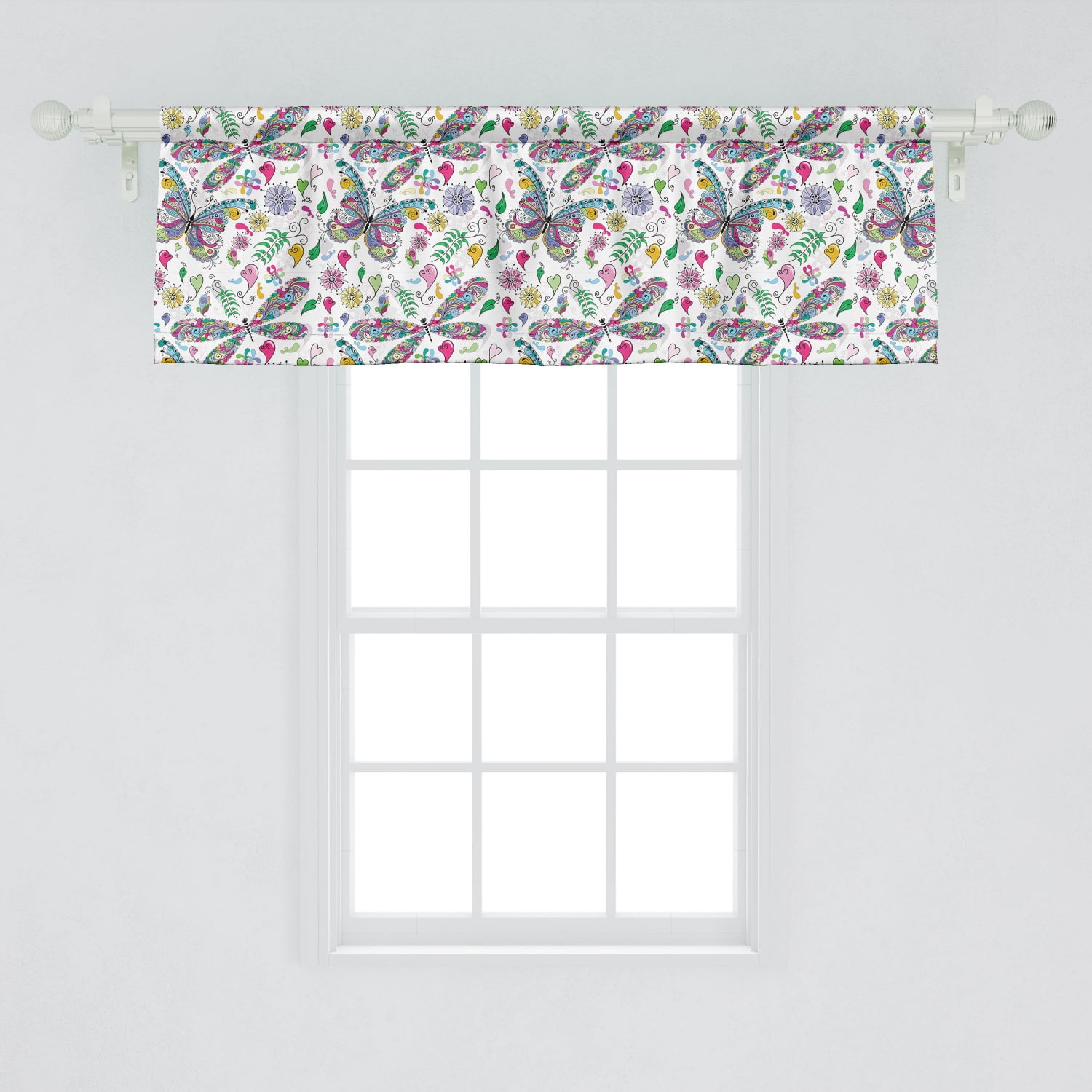 Ambesonne Dragonfly Window Valance, Butterfly Dragonfly Paisley Complex ...