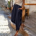 thumbnail image 2 of Breezora Women's Cotton Linen Harem Pants Summer Lightweight Elastic Waist Baggy Loose Fit Breathable Daily Trousers With Pockets, 2 of 9