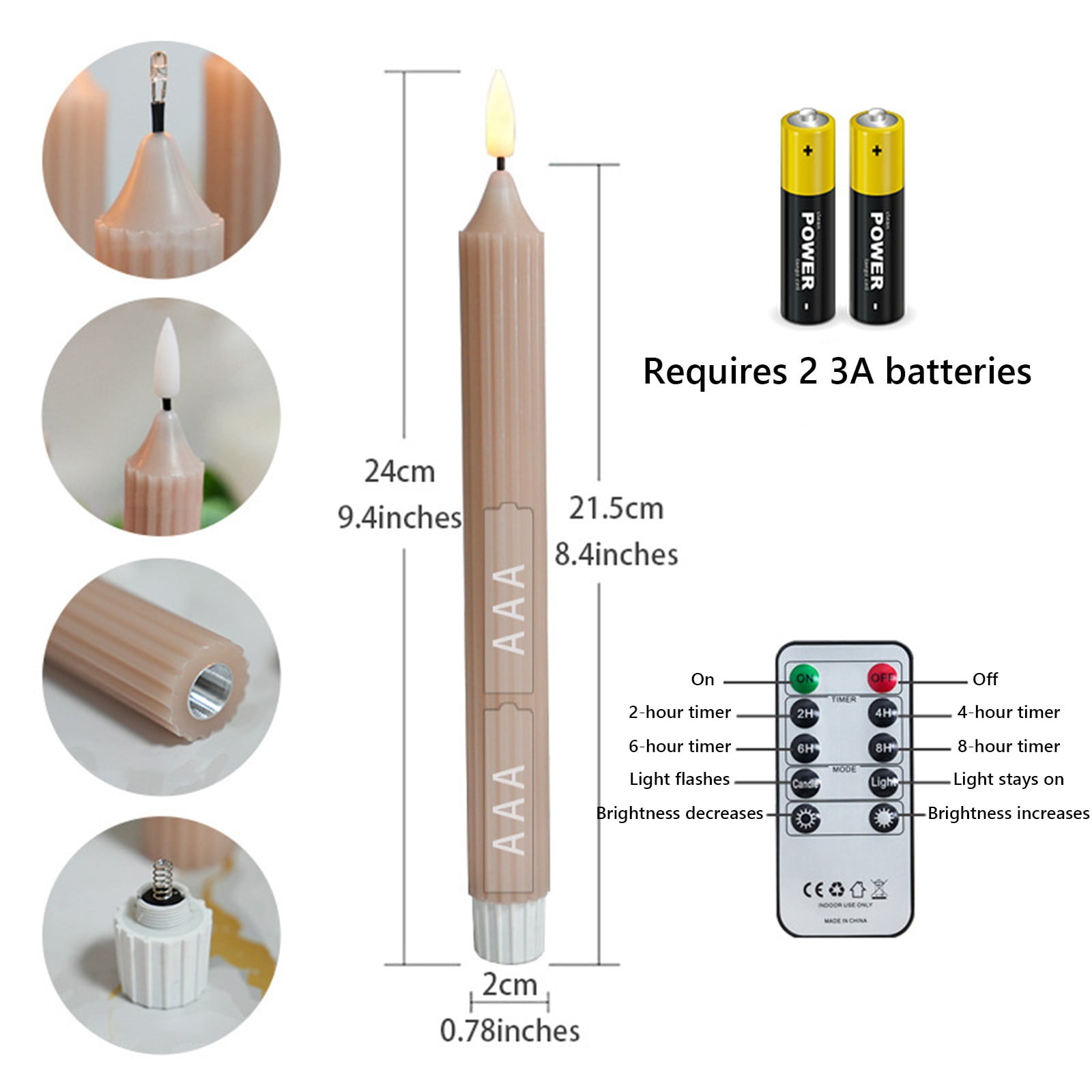 FloHua Christmas 12PCS Battery Operated Flameless LED Taper Candles Lights Fake Candles Valentine's Day Gifts