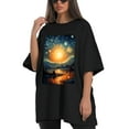 thumbnail image 4 of Plus Size Shirt for Women Black Tops for Women Short Sleeves Shirt for Women Night Sky T Shirt Crewneck Shirt for Women XS, 4 of 5