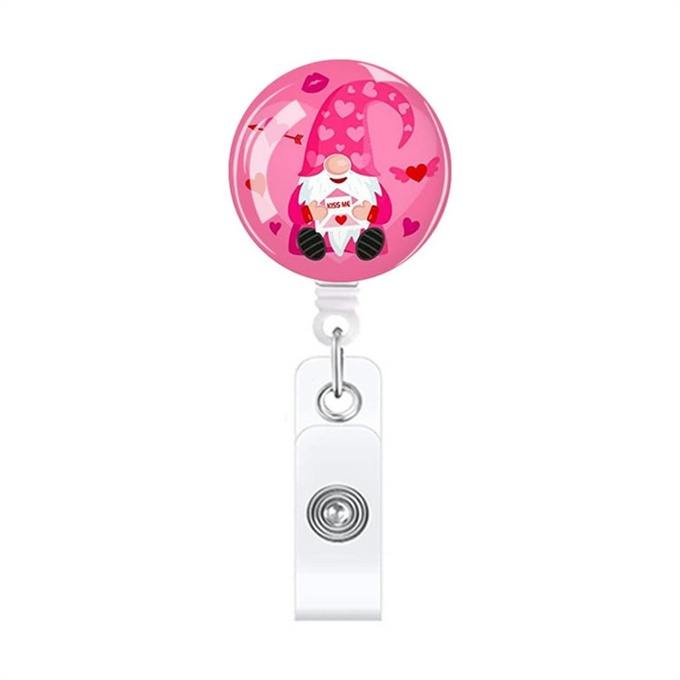 VIEGINE Cute Holiday Badge Reel Holder Gnomes Retractable Badge Reel with Alligator  Clip Reinforced Strap for Kids Women Girls 