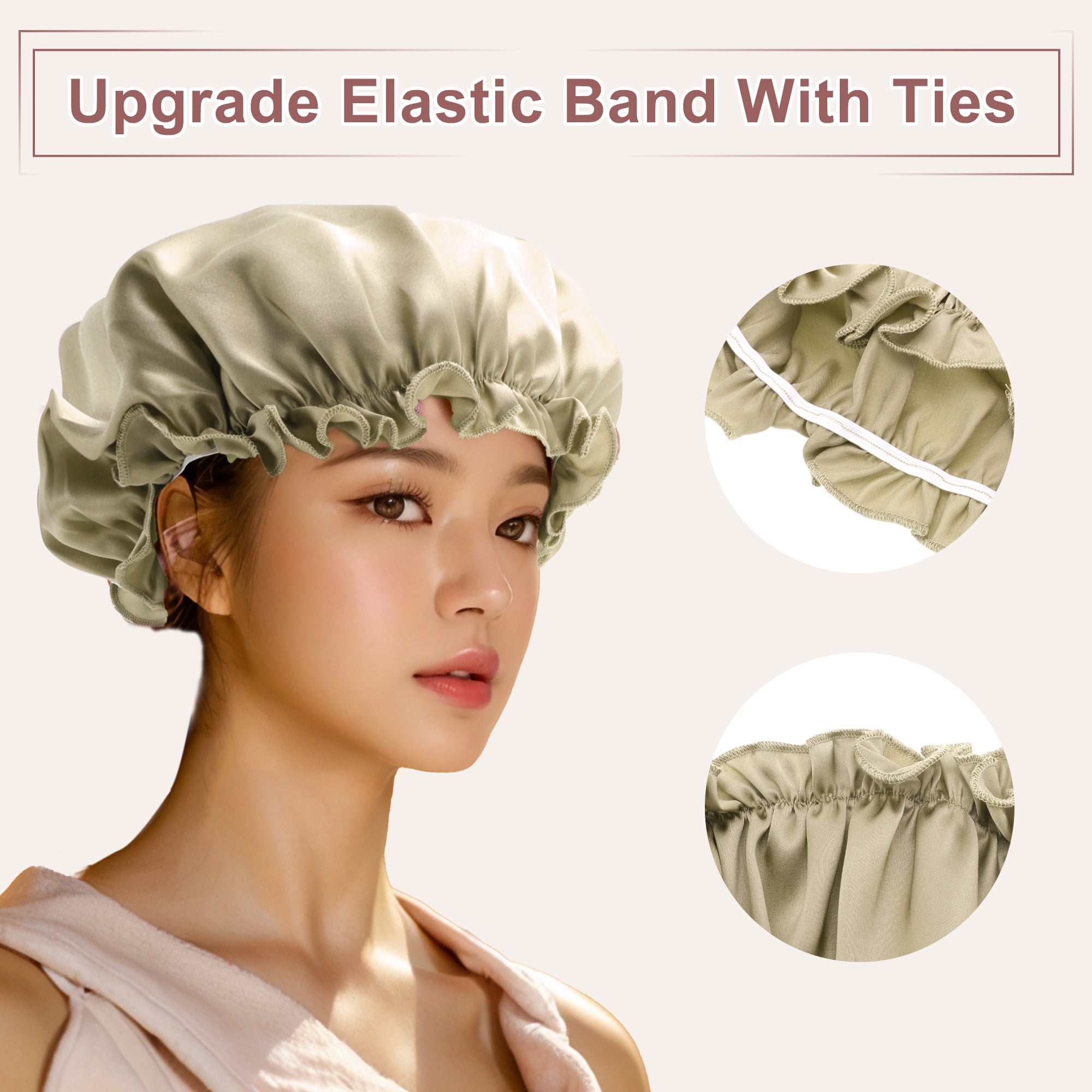 Unique Bargains Sleep Caps with Adjustable Elastic Bands 1 Pc Apricot M