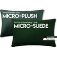 thumbnail image 3 of 12" x 20" Cover Only Throw Pillowcase Reversible - Ramona Green: 2 PCS / 4 Sided. Luxurious, Microsuede/Microplush Fabric - Softest / High Thread CountWashable. Beautiful & Supportive. Soft & Comfy., 3 of 9