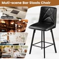 thumbnail image 5 of Firmoz Set of 2 Swivel Bar Stools, PU Leather 24.5" Counter Height Chairs with Back, Industrial Metal Footrest for Kitchen Island, Black, 5 of 11