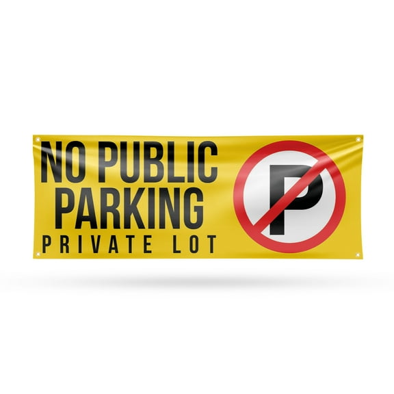 No Public Parking Private Lot Banner Sign 18 Inch x 48 Inch | 13 oz Vinyl with Metal Grommets | Heavy-Duty Single-Sided Outdoor Durable Printed High-Quality Weatherproof | Made in the