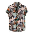 thumbnail image 2 of Leutsin Men Short-Sleeved Printed Color Buttons Cardigan Casual Shirt Tops, 2 of 3