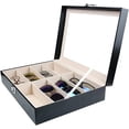 thumbnail image 1 of Estuche organizador y expositor para gafas de sol Eye Gear Vault: piel sintética resistente a la humedad, parte superior de acrílico transparente, estuche para guardar joyas y gafas de sol para, 1 of 6