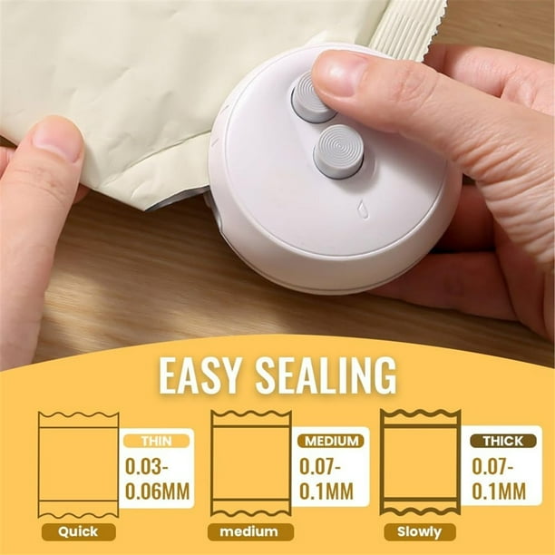 Mini Sellador de Bolsas 2 en 1, Sellador Térmico con Cortador, Sellador de Bolsas Recargable, Sellador de Alimentos Al Vacío Portátil, Máquina Selladora de Bolsas C