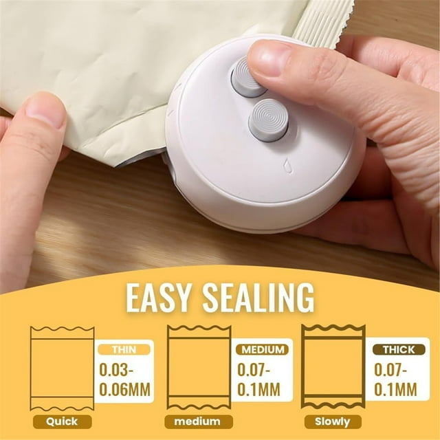 Selladora de Bolsas Mini 2 en 1, Selladora Térmica con Cortador, Selladora de Bolsas Recargable, Selladora de Alimentos Al Vacío Portátil, Máquina Selladora de Bolsas B