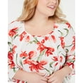 thumbnail image 3 of JM Collection Plus Size Floral Print Tie Hem Top Vintage 1X, 3 of 3