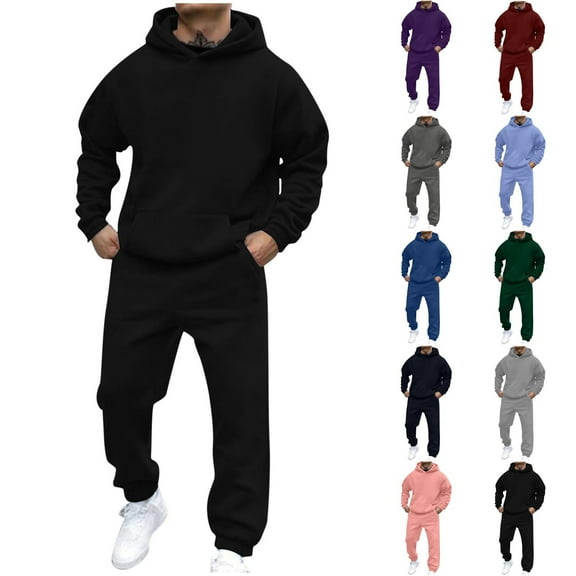 RYDCOT Men's 2 Piece Set Hoodie Casual Sweatsuit Full Zip Long Sleeve Jacket and Elastic Waistband Pant Suits with Pockets Red