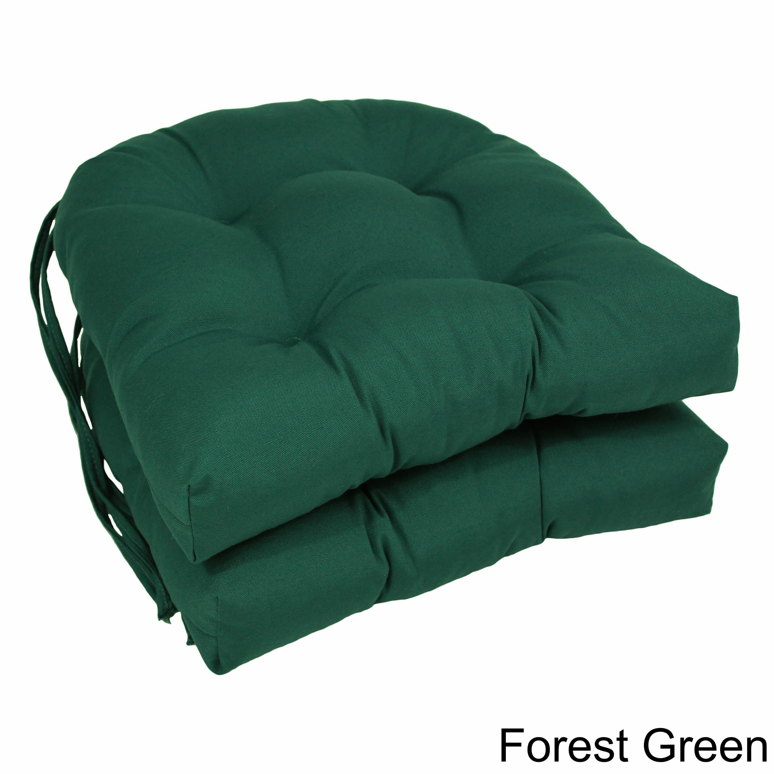 Blazing Needles 916X16US-T-6CH-MS-HG 16 in. Solid Microsuede U-Shaped Tufted Chair Cushions, Hunter Green - Set of 6