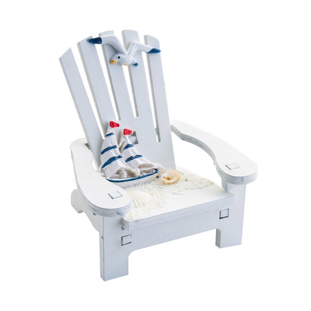 Adorno de silla de playa de madera Estilo de la orilla del mar Mini silla de madera hecha a mano Decoración Decoración del hogar, Velero Sweethay HA8878-02B